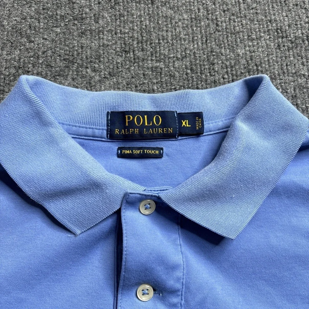 Polo Ralph Lauren Men's XL Short Sleeve Shirt Pima‎ Soft Touch Blue Flesh Pony